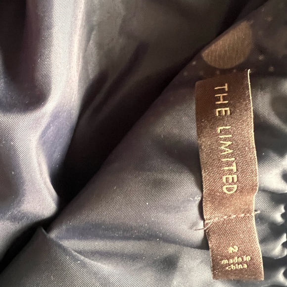 The Limited sz 2 navy blue/cream polka dot strapless dress! Vintage petite - Picture 13 of 16